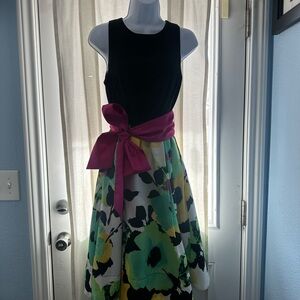 Eliza J Black and Pink Floral Dress